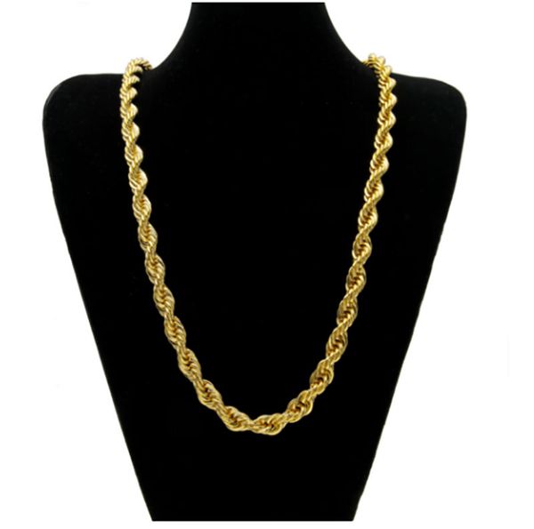 

Hip Hop 30" Unisex Rapper's 10mm 14K Yollow Gold/Silver Filled Rope Chain Necklace in Gold Silver Tone