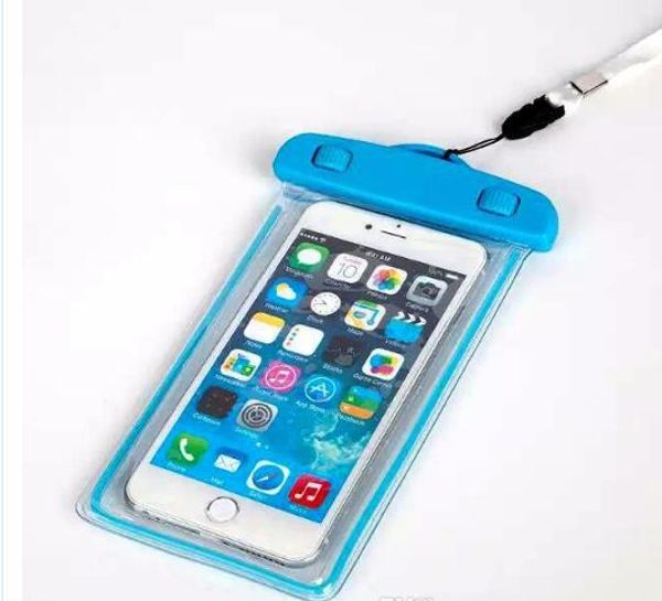 Custodia impermeabile universale Glow in dark per iPhone 7 6 5 per Samsung Galaxy J5 S5 Custodia Cover Swim Custodia impermeabile per telefono fluorescente