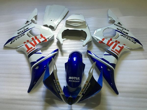 Motorcycle Fairing Body Kit para Yamaha Yzfr6 2003 2004 YZF R6 YZF-R6 YZF600 R6 03 04 ABS Azul Branco Bodywork + Presentes YA01