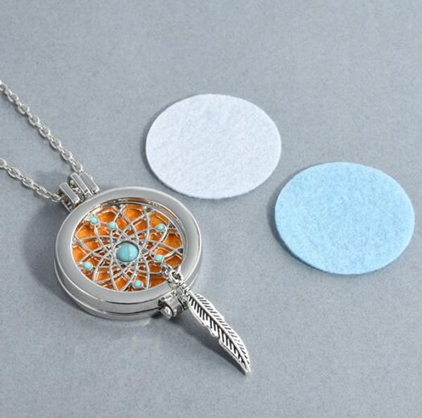 

vintage locket aromatherapy essential oil pendants necklace silver jewelry cage hollow perfume diffuser locket necklace with chain and pad