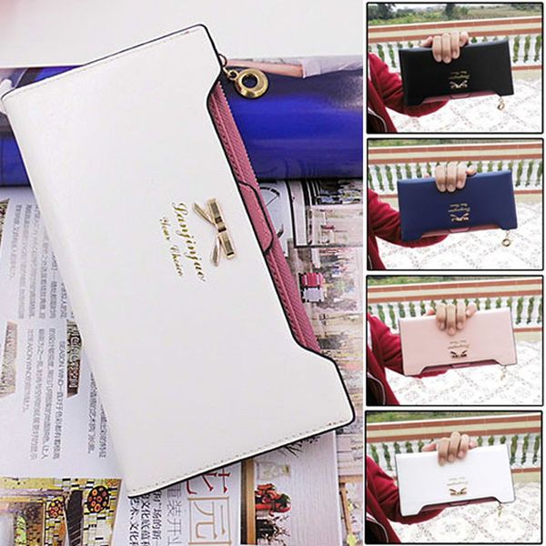 

fashion wallet female carteira feminina lady women purse long zip wallets pu thin card holders purse women portefeuille femme, Red;black