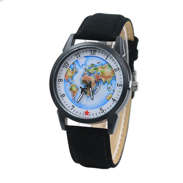 

Новое прибытие роскошные мужчины мини карты мира самолет Второй дизайн кожа часы