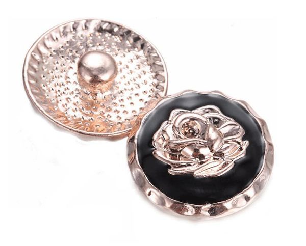 

30pcs gold plated flowers button 18mm button ginger snap charms jewelry interchangeable jewerly charms pendants necklace, Bronze;silver