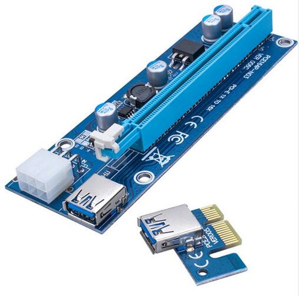 2 pçs / lote PCI-E PCI E Express 1X para 16x CARTÃO DE RISER CARTÃO DE RISER USB 3.0 com fonte de alimentação para Bitcoin Litecoin Miner