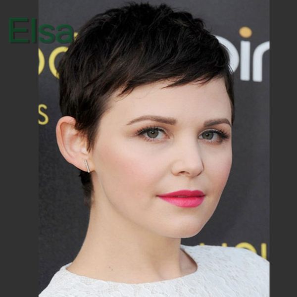 Machine Made Wigs Human Hair Short Straight Wigs Cheap None Lace Wigs Brazilian Pixie Cut Indian Human Hair Human Hair Wig New Wig Cher Wig Emo Wigs