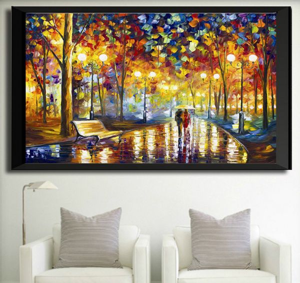 

2017 новый куб дрели, гостиная украшения, картины, огни, streetscape, прогулки под дождем, живопись / бесплатная доставка