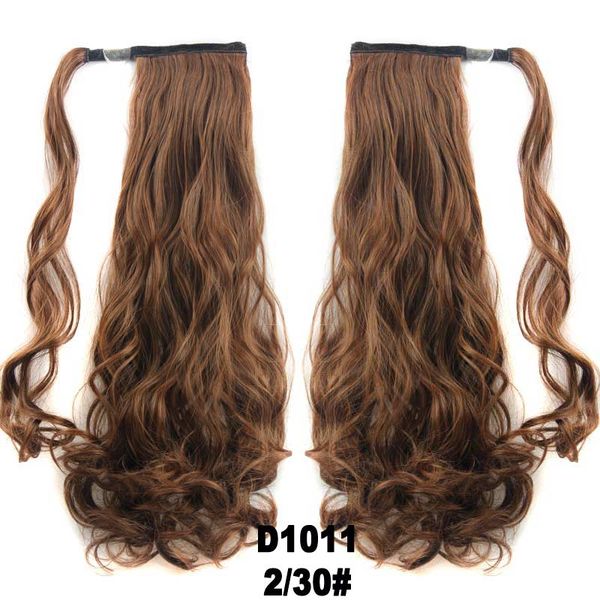 

wholesale-long curly brown ponytail hair extension synthetic ponytail fake hair ponytails clips natural ponytail-hairpieces multicolor, Black