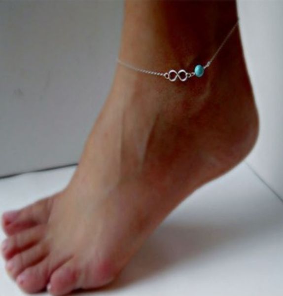 

мода лодыжки браслеты boho серебряный тон повезло 8 бирюзовые ножные браслеты готический ноги цепи босиком пляж сандалии для женщин, Red;blue