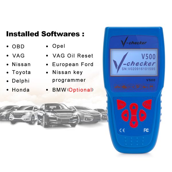 V-Checker V500 Leitor de Código Automático EOBD OBD2 Scanner Scanner Ferramenta de Testes Motor / Transmissão / ABS / Airbag Sistema