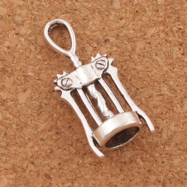 Wein-Korkenzieher-Öffner-Charms, 100 Stück/Lot, 27,3 x 11,3 mm, antikes Silber, Anhänger, Schmuck, DIY, L285, passend für Halsketten, Armbänder