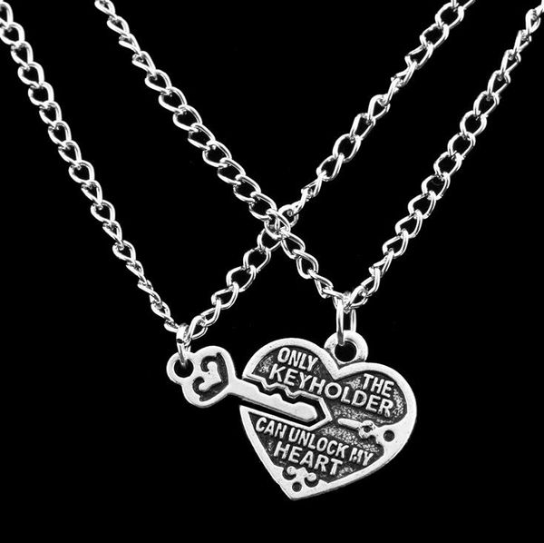 

good friend peach heart lock key friend necklace simple love witness necklace wfn007 (with chain) mix order 20 pieces a lot, Silver