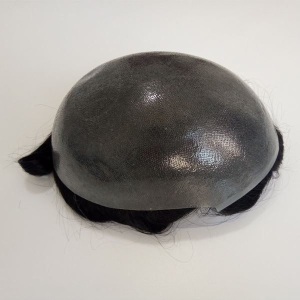 

new hand made prothesis remy human hair mens toupee with thin skin base at factory price, Black