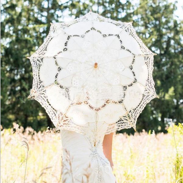 

новый дизайн белый и слоновой кости кружева зонтик зонтик свадебные 30 дюймов украшения партии взрослых размер партия поставки