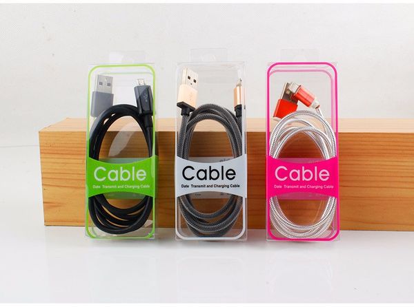 50 adet Toptan Perakende Ambalaj Kutusu için Kişisel Tasarım için USB Şarj Kabloları PVC Kutusu Paketi 1.5 metre Veri hattı için