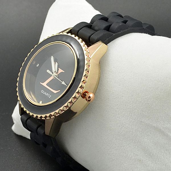 

fashion brand watches women girls silicone strap quartz wrist watch clock l02, Slivery;brown