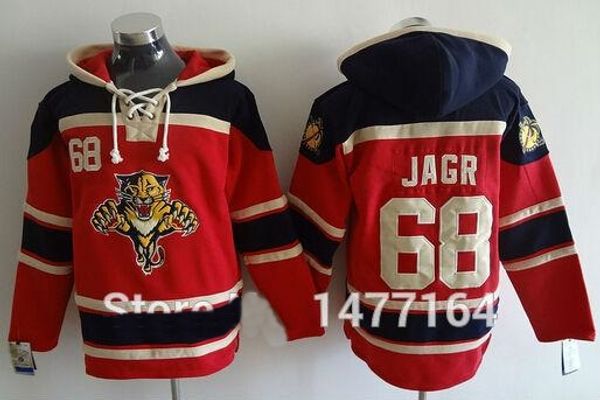 

2016 новый, флорида пантеры #68 jaromir jagr хоккей с капюшоном джерси красный сшитые мужские толстовки толстовка s-3xl, Black;red