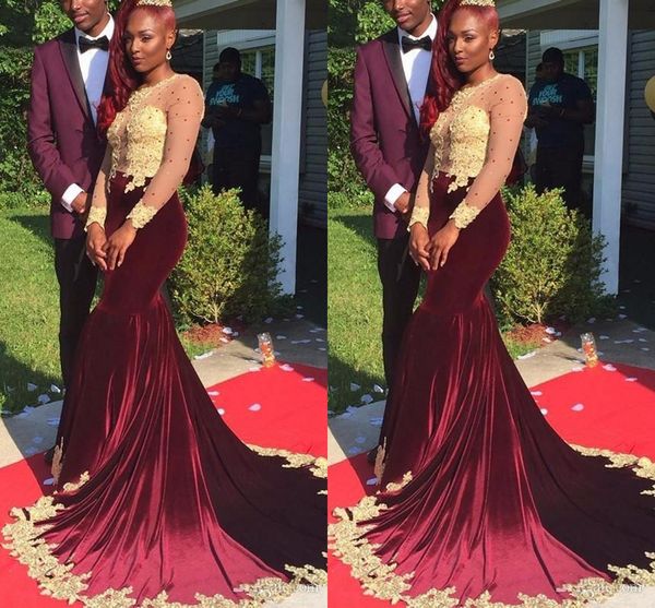 

новый экипаж шеи русалка бургундия пром платья 2017 с длинным рукавом велюр кружева аппликации из бисера молнии суд поезд арабские вечерние, Black