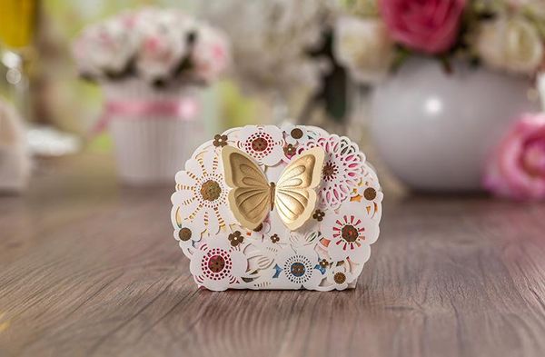 

50pcs/lot butterfly laser cut wedding favor box flower candy box birthday party decorations kids wedding decoration party supplies