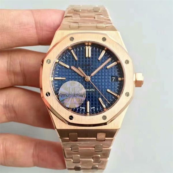 

gold blue 2017 luxury stainless steel business black watch automatic mechanical royal oak series wristwatch men's watches, Slivery;brown