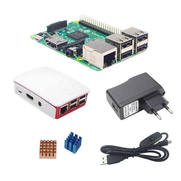 Бесплатная доставка Raspberry Pi 3 модель B доска Kit официальный ABS чехол 2.5 A блок питания + переключатель USB кабель + радиатор для RPI 3 Pi3