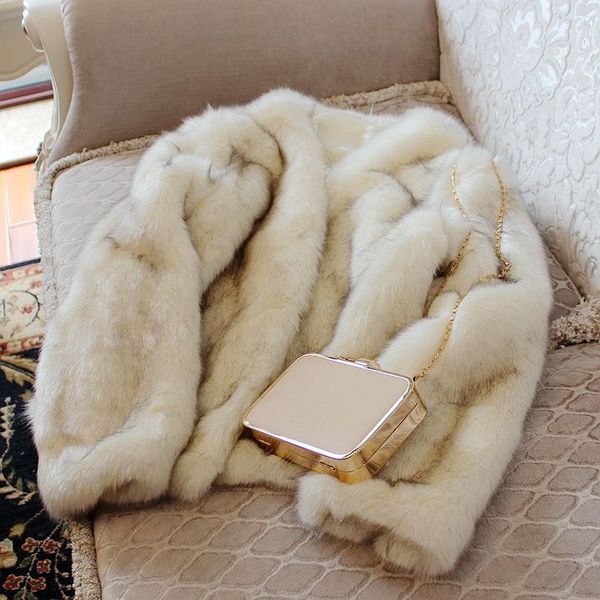 

winter new faux fox fur coat n10, Black