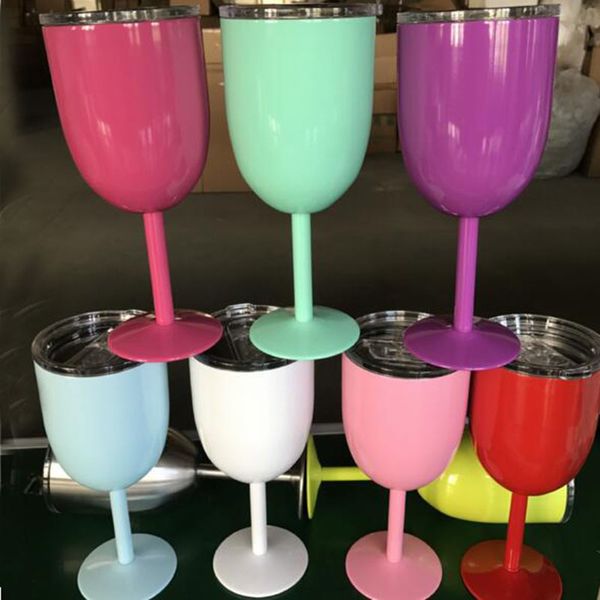 

2017 10oz new style wine glass cup stainless steel tumbler true north metal goblet with lid 9 colors in stock