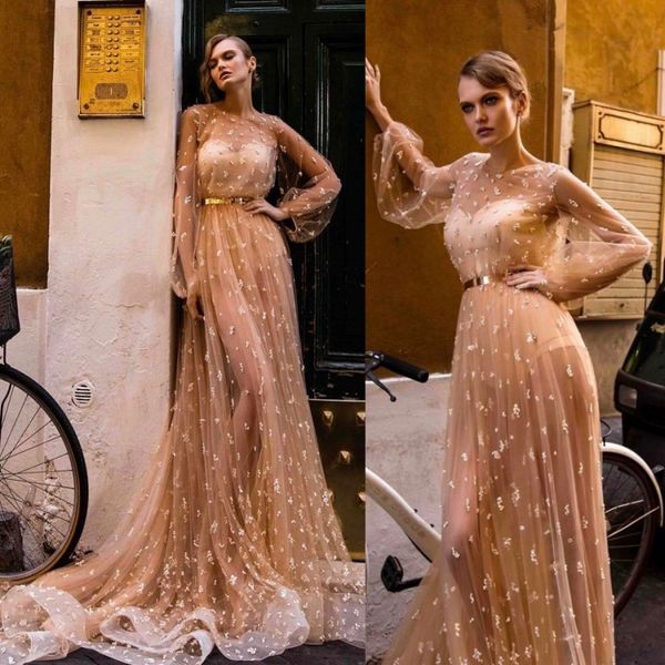 

full beades prom dresses illusion evening dresses sweep train custom made evening gowns with sash, Black