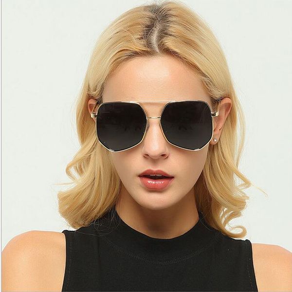 

fashion sunglass retro tide colorful reflective sunglass big multilateral frame shading sunglass uv400 l45, White;black