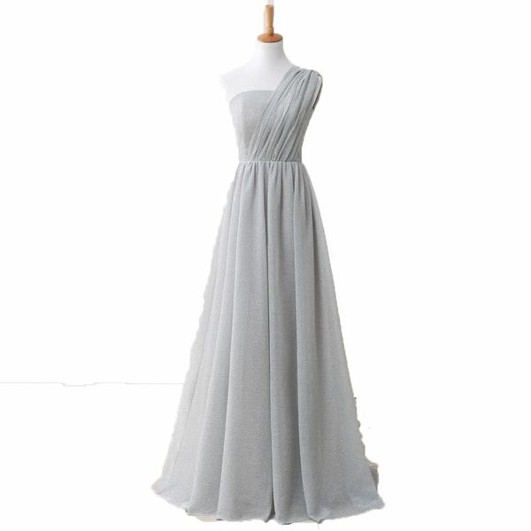 

one shoulder long bridesmaid dress silver color 2018 new country bridesmaid gowns lace up formal dress, White;pink
