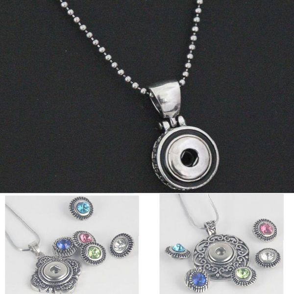 

new arrival snap jewelry 12mm snap button round shape antique pendant necklace interchangeable snaps necklace for snaps jewelry, Silver