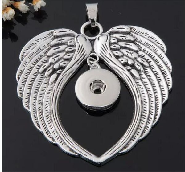 

new arrival angel wing snap button jewelry pendant for 18mm button 10pcs/lot interchangeable diy 18mm necklace diy jelwery accessories, Silver