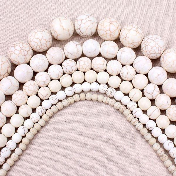 

natural white blue pine round interval synthetic turquoise stone beads 4 6 8 10 12 mm size selection of jewelry making, Black