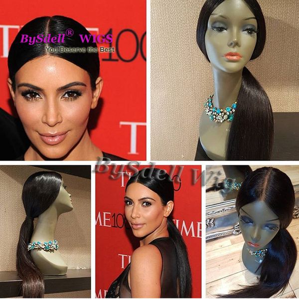 Celebrity Kim Kardashian Shiny Look Straight Hairstyle Full Lace