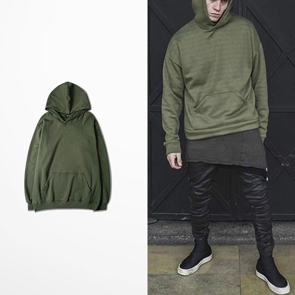 

wholesale-very good quality nice hip hop hoodies with fleece warm winter mens kanye west hoodie sweatshirt swag solid olive pullover retro, Black
