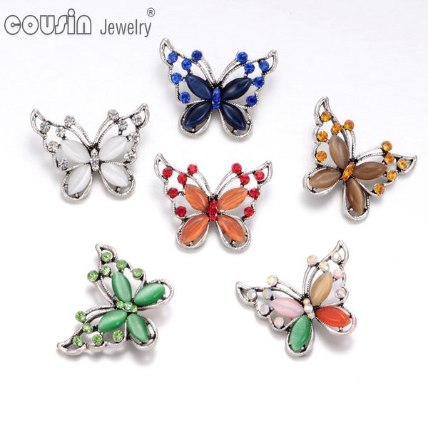 

Оптовая 6 цветов смешанные бабочка шаблон опал оснастки кнопка Fit 18 мм оснастки кнопка BraceletsNecklace для оснастки ювелирные изделия KZ0346