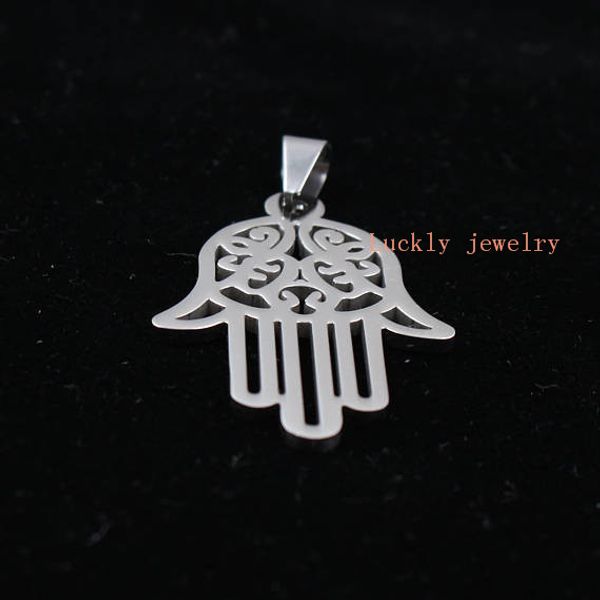 

lot 5pcs in bulk wholesale stainless steel open hamsa hand pendant silver good polished no chain for men jewelry