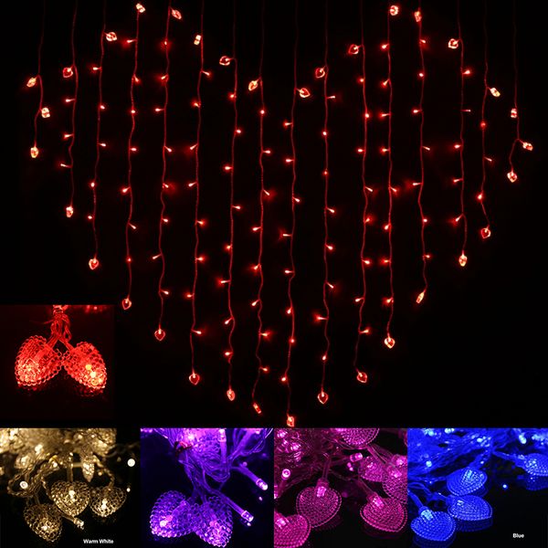 Us Eu Fairy Curtain Lights Heart Shape Led Curtain Lights Ceiling