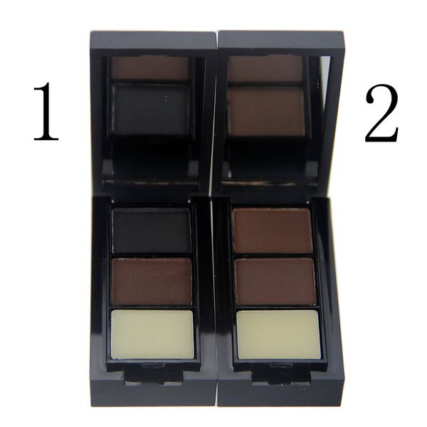 

2professional eye shadow eye brow makeup 2 color eyebrow powder + eyebrow wax palette + brush + english instruction