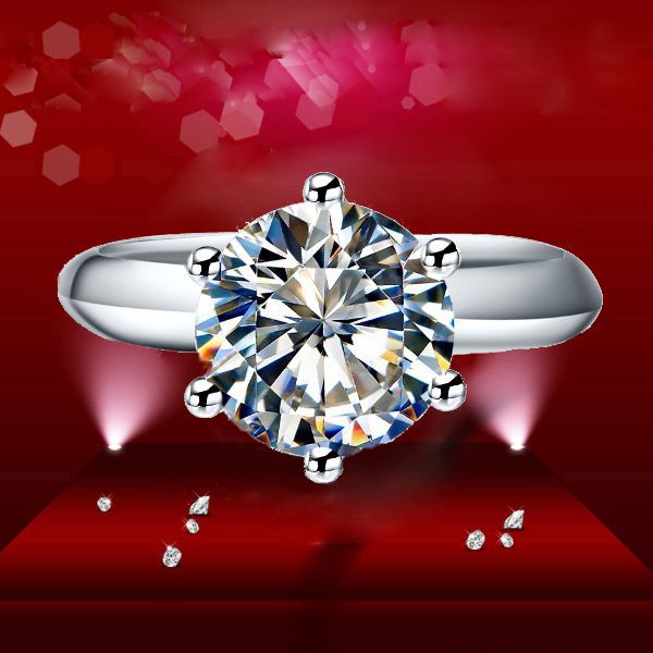 

classical solid 925 sterling silver women ring with simulated diamond solitaire ring for wedding, Golden;silver
