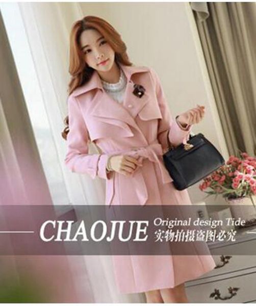 

women in the spring and autumn boutique high-end temperament cultivate one's morality show thin big yards trench coat / s-4xl, Black