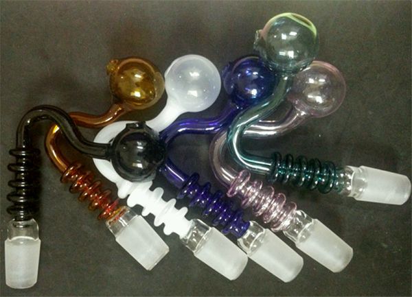 Bunte Raucherrohre Helix gekrümmt Colved Water Glass Rohrbongs Wasser Bong Nagelschüssel Stücke 14 4mm 18 8mm Glas Banger