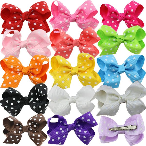 2017 Cute Polka Dots Girls Style Bowknot Kids Hair Barrettes Bow