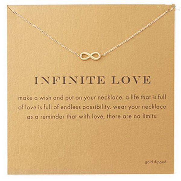 

wholesale-new style infinite-love gold plated pendant necklace fashion statement clavicle chains necklace for women jewelry with card, Silver