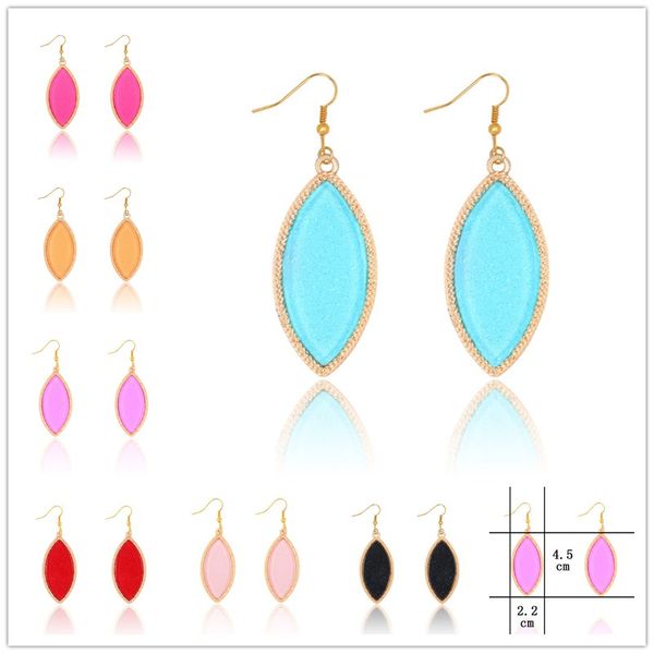 

мода геометрия серьги акриловый камень лист блестящие люстра болтается позолоченные серьги для женщин, Silver