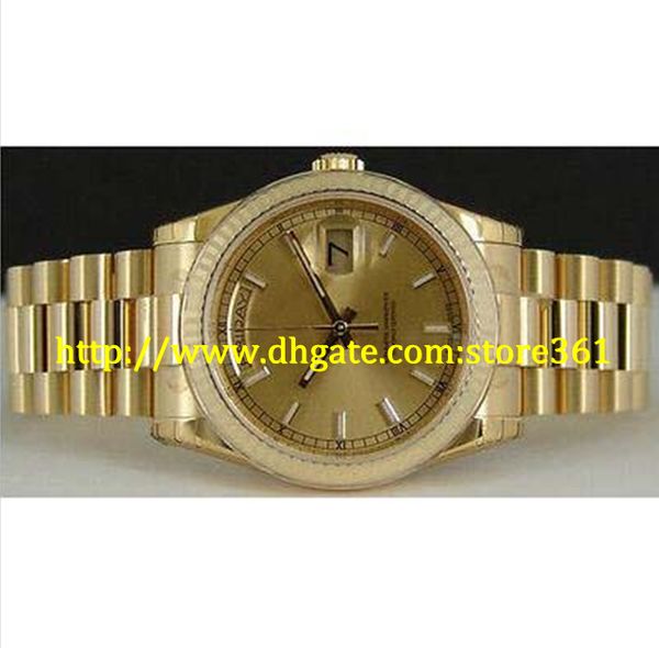 

store361 new arrive watch never worn mens 36mm 18kt gold president champagne index 118238, Slivery;brown