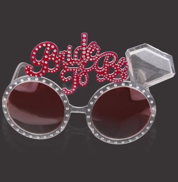 Bride To Be Glasses Hen Night Accessori per feste singole Fancy Dress Novità creativa Occhiali da sole Bling Pink Bomboniere per eventi di nozze regalo