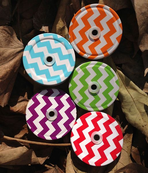 

wholesale- 50 pcs stripes (wavy lines) drinking jar lids , mason jar hole lids for wedding birthday baby showers accessories