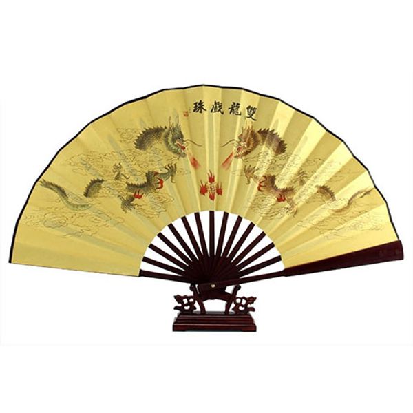 

wholesale- gsfy-dragon poem oriental painting rosewood bamboo ribs folding hand fan