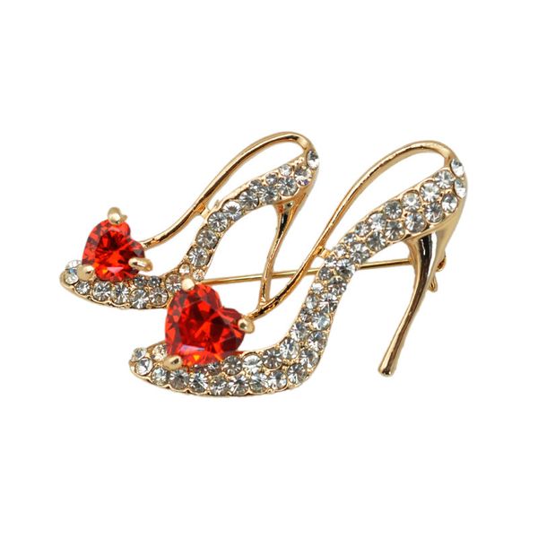 

wholesale- size combination optional crystal high heel desgin cinderella's glass slipper love heart zircon brooch pin for women, Gray