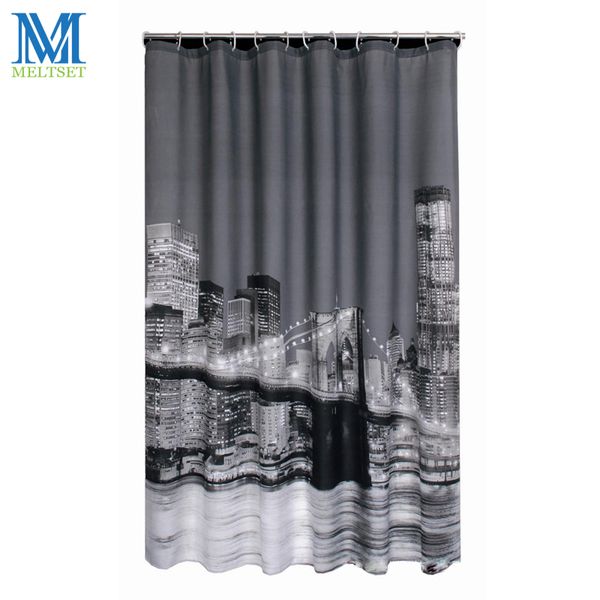 Großhandel - Moderne Stadtnachtszene Wasserdichter Duschvorhang Badezimmerprodukte Polyester Badvorhang 180x180CM